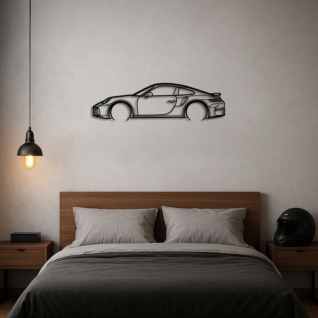 Classic Turbocharged Sports Coupe Silhouette Metal Wall Art