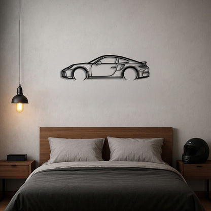 Classic Turbocharged Sports Coupe Silhouette Metal Wall Art