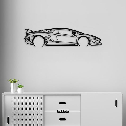 Standard Aventador SVJ Silhouette Metal Wall Art