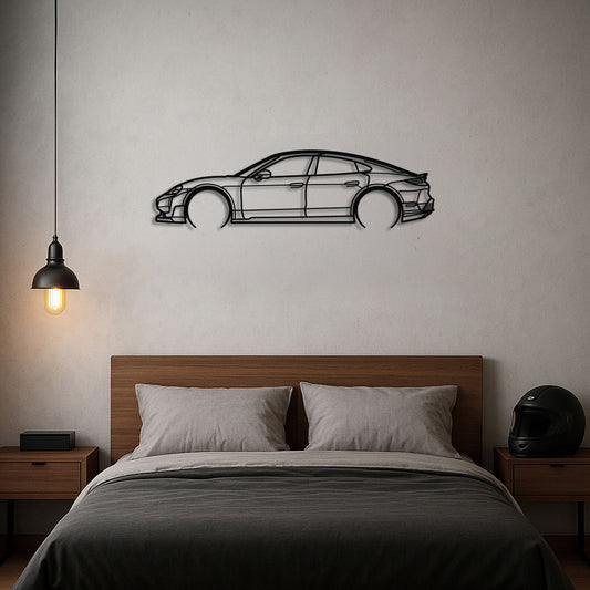 Vintage Turbocharged Flat-Six Coupe Silhouette Metal Wall Art
