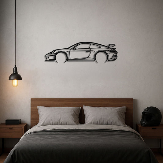 Modern Naturally-Aspirated Track Coupe Silhouette Metal Wall Art