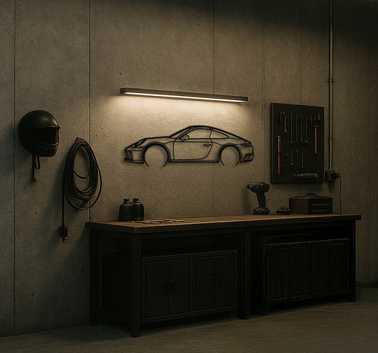 Classic '80s Entry Sports Coupe Silhouette Metal Wall Art