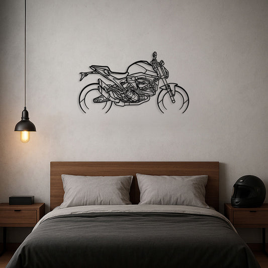 Naked Streetfighter Motorcycle Silhouette Metal Wall Art