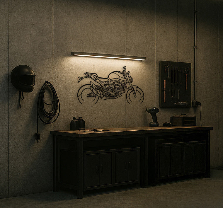 Naked Streetfighter Motorcycle Silhouette Metal Wall Art